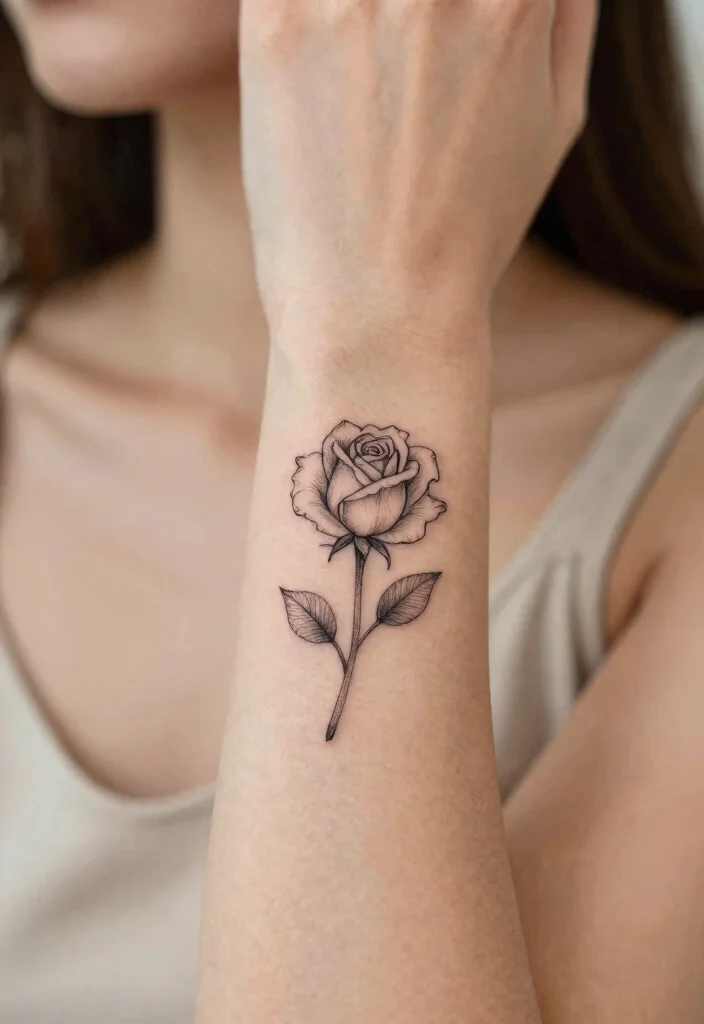 14 Flower Flash Tattoo Ideas With Soft Detail - 2. Minimalist Rose Outline 1