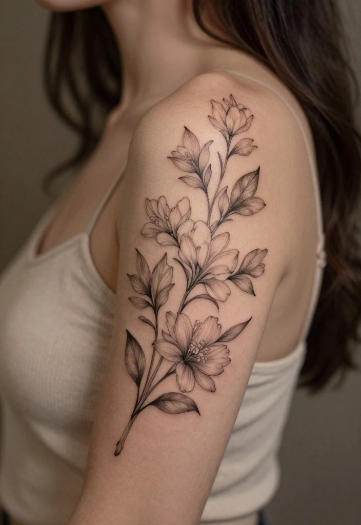 14 Flower Flash Tattoo Ideas With Soft Detail - 3. Botanical Line Art 1