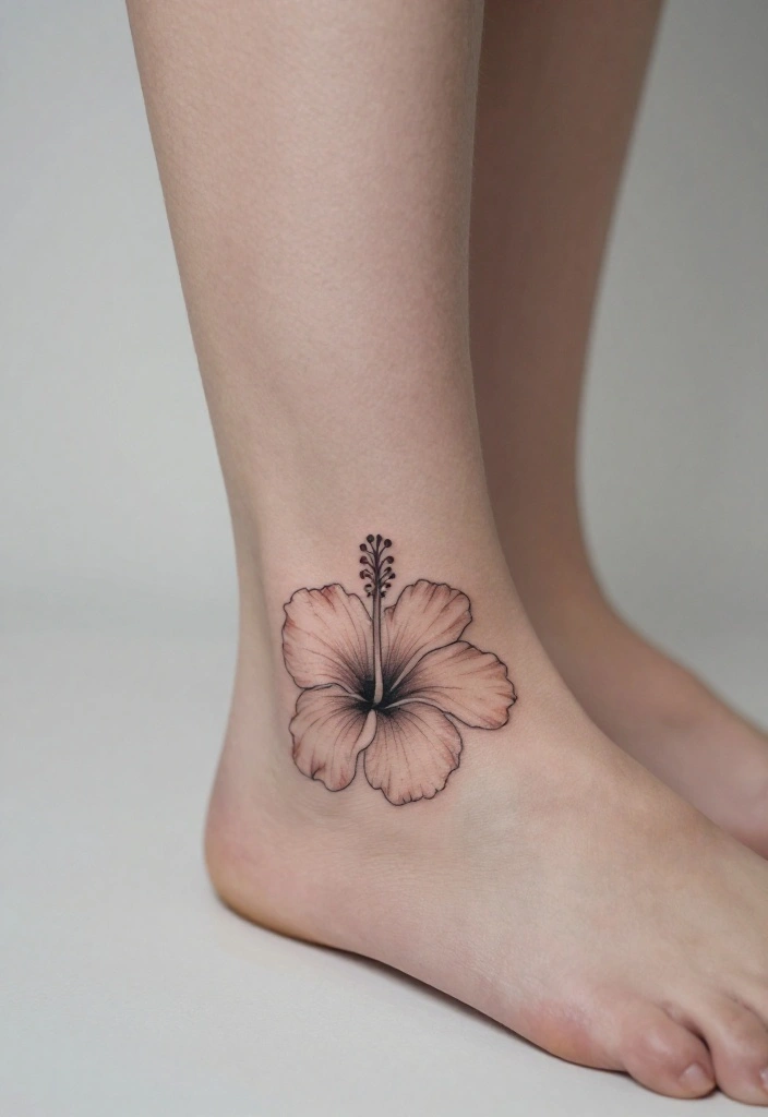 14 Flower Flash Tattoo Ideas With Soft Detail - 7. Simplistic Hibiscus 1
