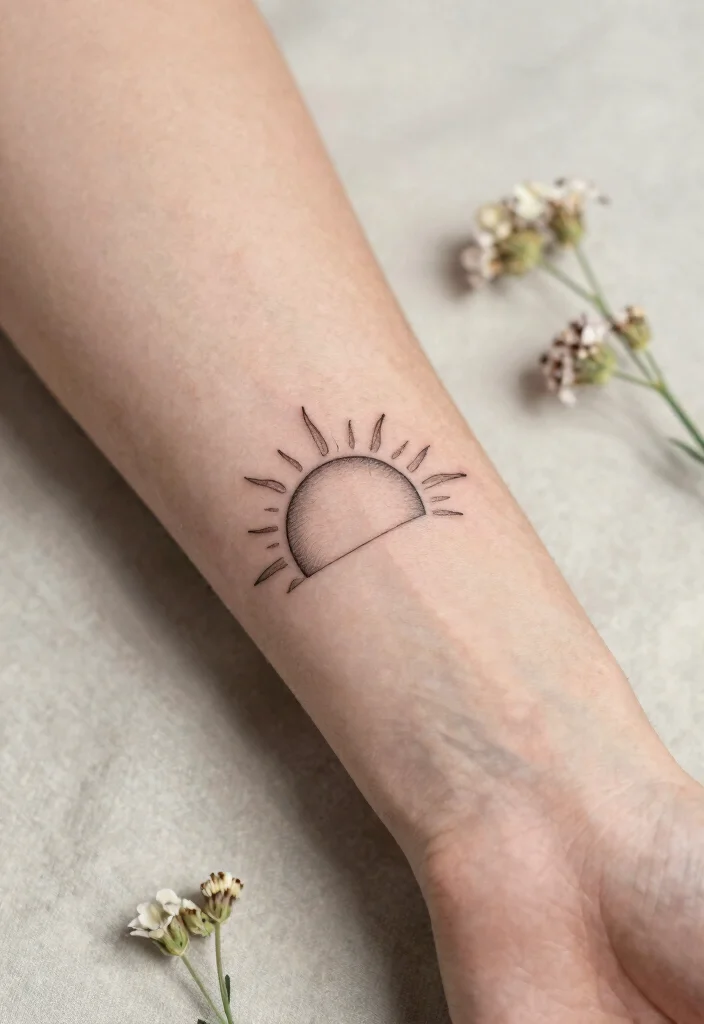 14 Half Sun Tattoo 2026 Trending Ideas With Minimal Style - 1. The Tiny Half Sun 1
