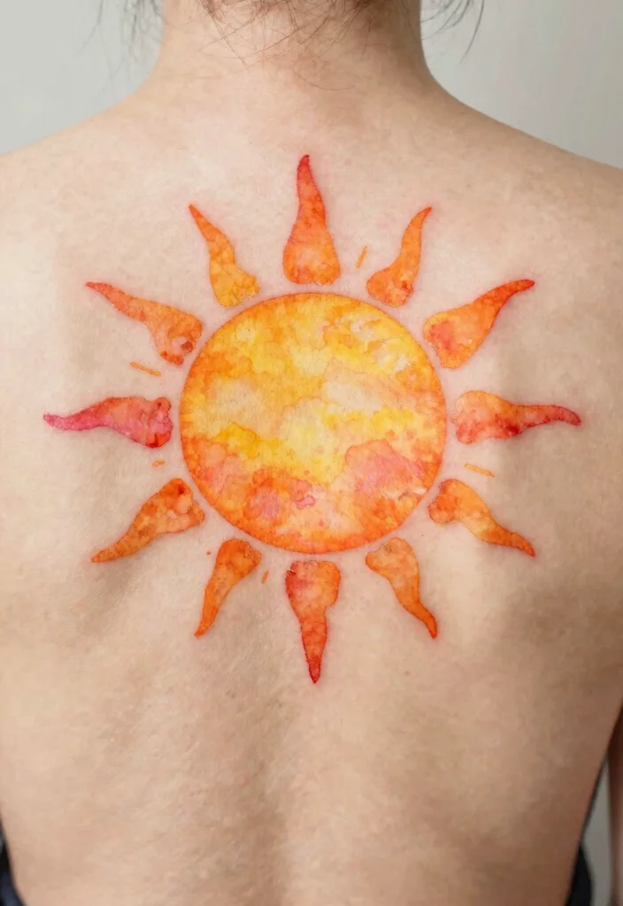 14 Half Sun Tattoo 2026 Trending Ideas With Minimal Style - 11. Half Sun with Watercolor Effects 1