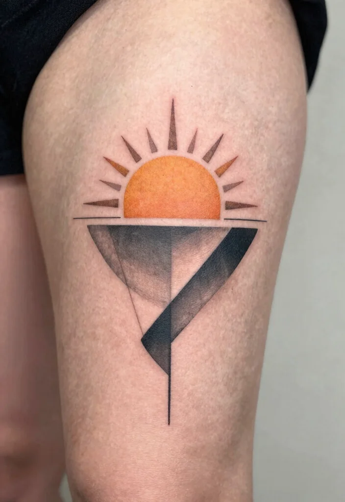 14 Half Sun Tattoo 2026 Trending Ideas With Minimal Style - 12. Minimalist Half Sun Overlapping Shapes 1