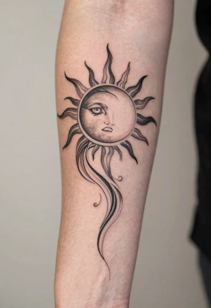 14 Half Sun Tattoo 2026 Trending Ideas With Minimal Style - 14. Half Sun with Spiral Design 1