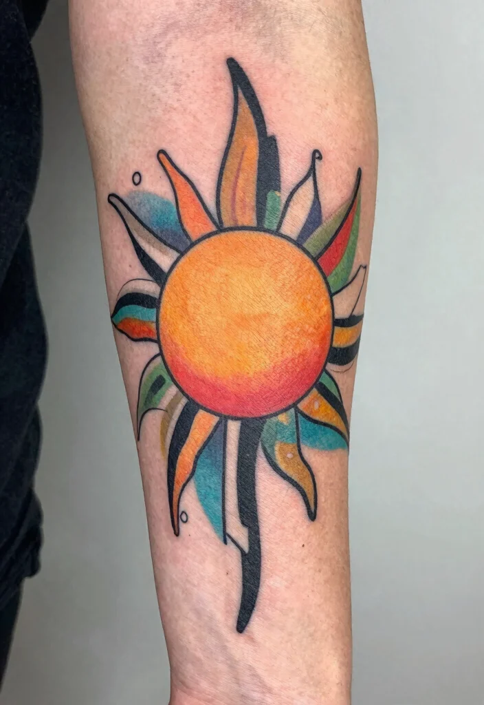 14 Half Sun Tattoo 2026 Trending Ideas With Minimal Style - 6. Abstract Half Sun 1