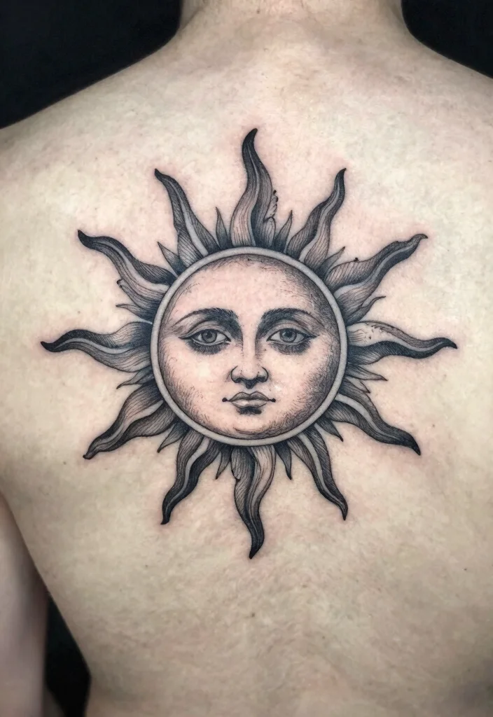14 Half Sun Tattoo 2026 Trending Ideas With Minimal Style - 7. Detailed Linework Half Sun 1