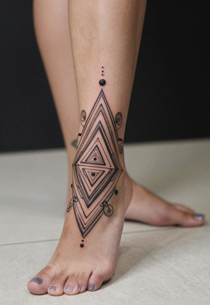 14 Henna Ankle Tattoo Ideas With Delicate Patterns - 2. Geometric Patterns 1