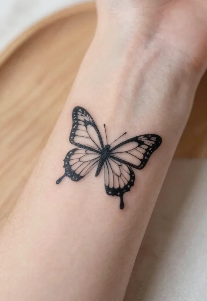 14 Tattoo Ideas Butterfly Arm Designs That Feel Delicate - 1. Tiny Butterfly Silhouette 1