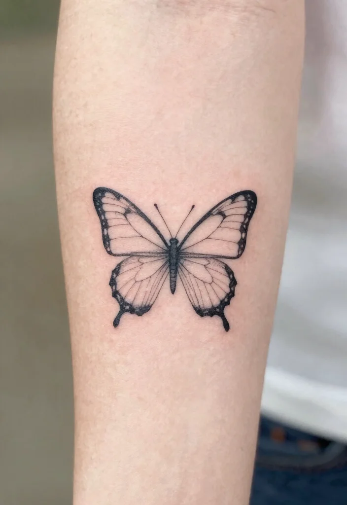 14 Tattoo Ideas Butterfly Arm Designs That Feel Delicate - 10. Simple Butterfly Outline 1