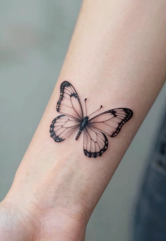 14 Tattoo Ideas Butterfly Arm Designs That Feel Delicate - 14. Delicate Butterfly with a Heart 1