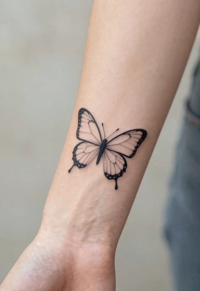 14 Tattoo Ideas Butterfly Arm Designs That Feel Delicate - 4. Line Art Butterfly 1