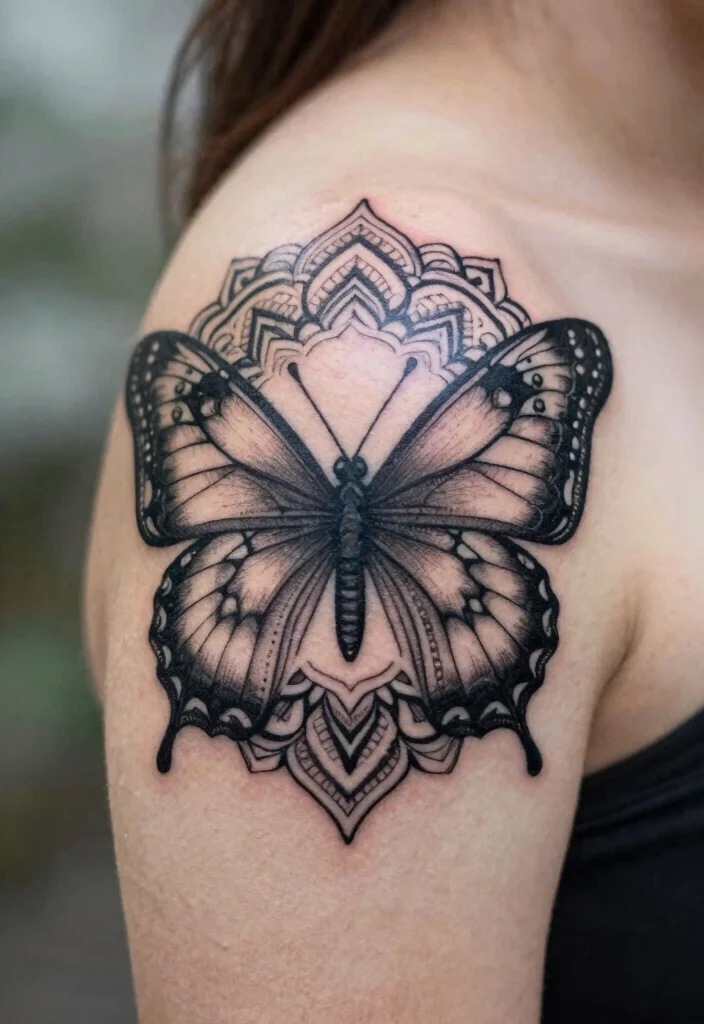 14 Tattoo Ideas Butterfly Arm Designs That Feel Delicate - 6. Mandala Butterfly 1