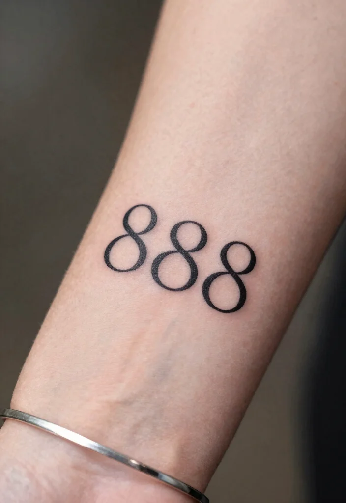 15 888 Angel Number Tattoo Ideas With Spiritual Meaning - 1. Minimalist 888 1