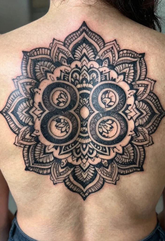 15 888 Angel Number Tattoo Ideas With Spiritual Meaning - 10. Mandala 888 Tattoo 1