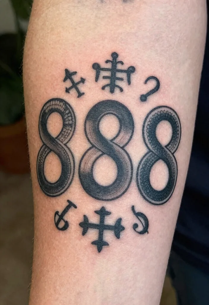 15 888 Angel Number Tattoo Ideas With Spiritual Meaning - 12. 888 with Personal Sigils 1