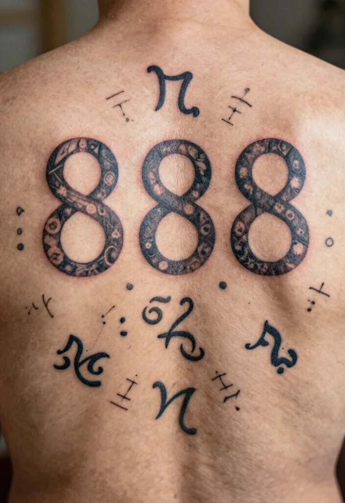 15 888 Angel Number Tattoo Ideas With Spiritual Meaning - 15. 888 with Zodiac Signs 1