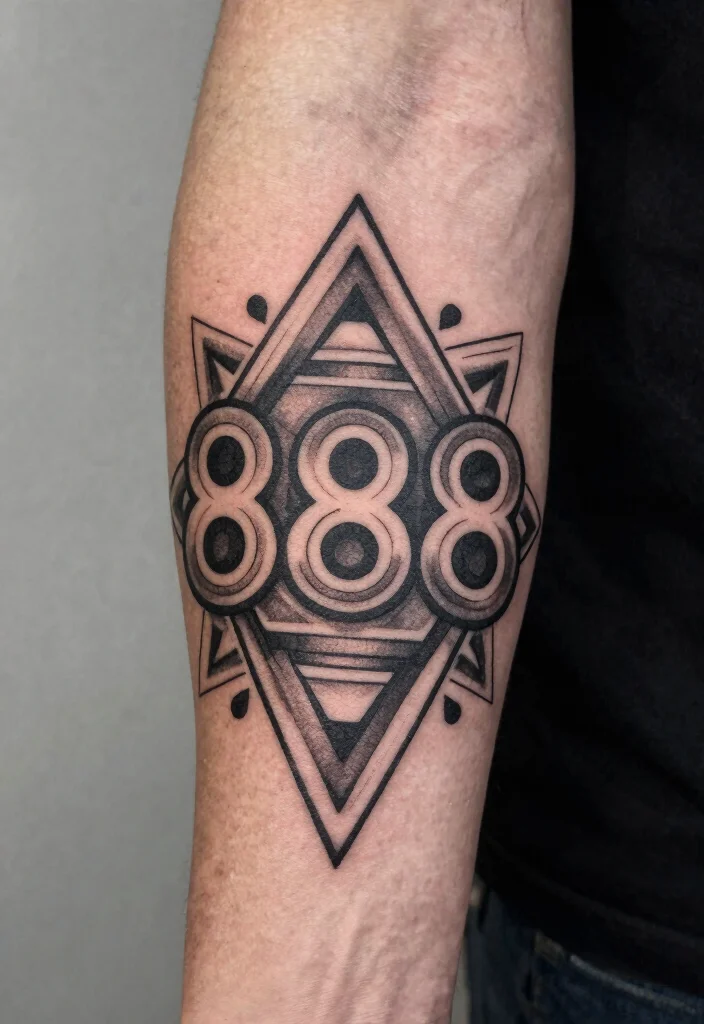 15 888 Angel Number Tattoo Ideas With Spiritual Meaning - 3. Geometric 888 1