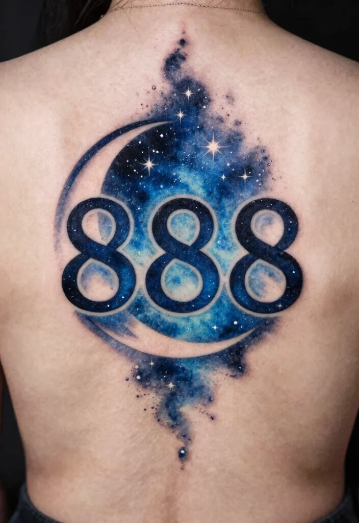 15 888 Angel Number Tattoo Ideas With Spiritual Meaning - 6. Starry Sky 888 1