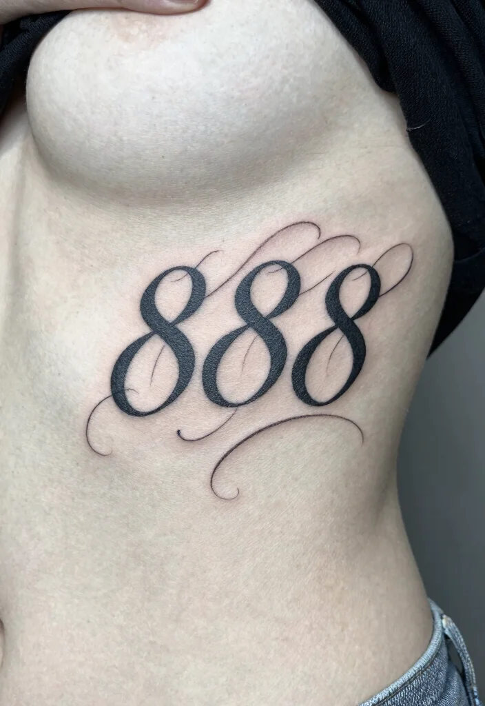 15 888 Angel Number Tattoo Ideas With Spiritual Meaning - 7. Script and Calligraphy 888 1