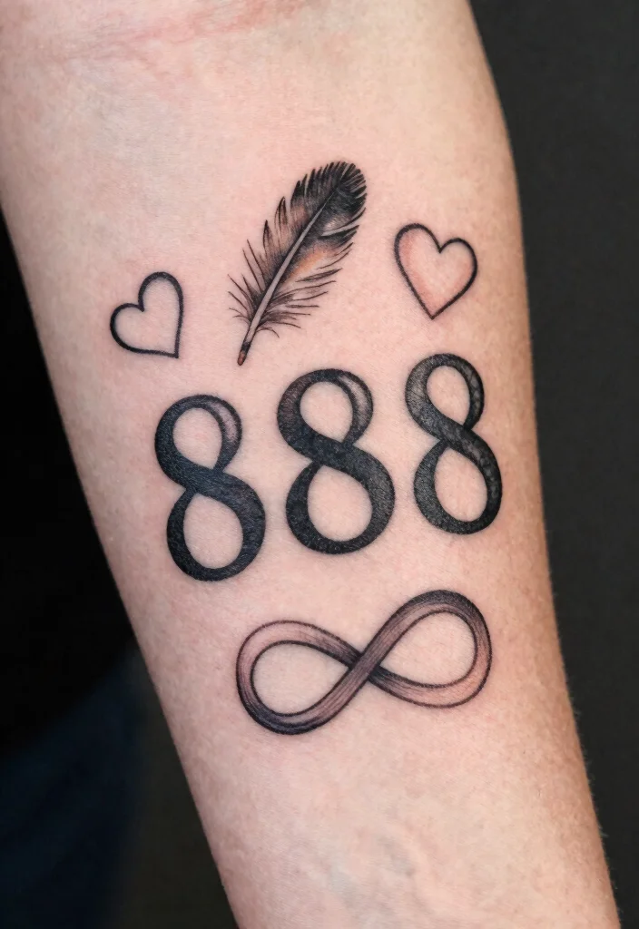 15 888 Angel Number Tattoo Ideas With Spiritual Meaning - 8. Symbolic 888 Elements 1