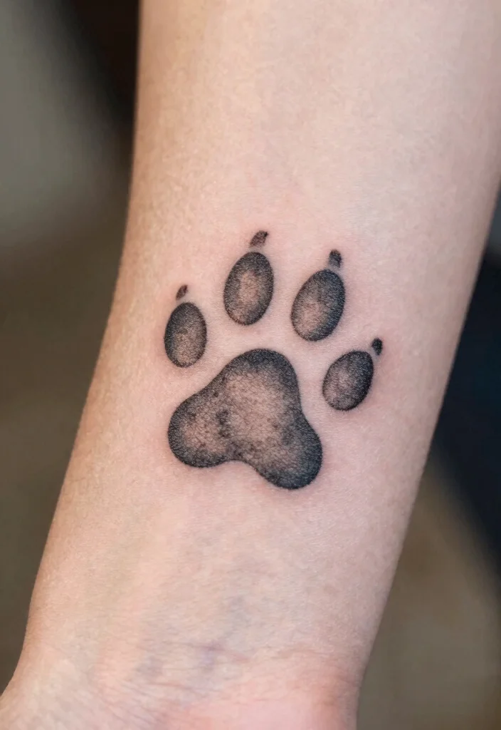 15 Black Dog Tattoo Ideas With Loyal Symbolism - 10. Paw Print Memories 1