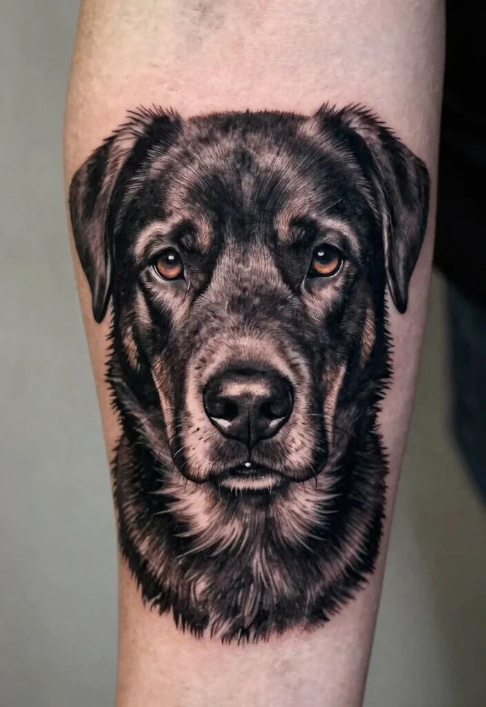 15 Black Dog Tattoo Ideas With Loyal Symbolism - 8. Portrait of Loyalty 1