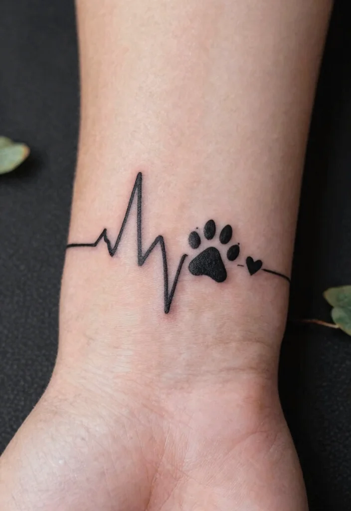 15 Dog Tattoo Memorial Ideas With Heartfelt Meaning - 11. Memorial Heartbeat Line Tattoos 1