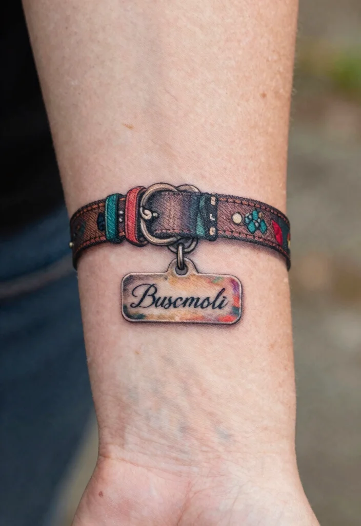 15 Dog Tattoo Memorial Ideas With Heartfelt Meaning - 14. Dog Collar Tattoos 1