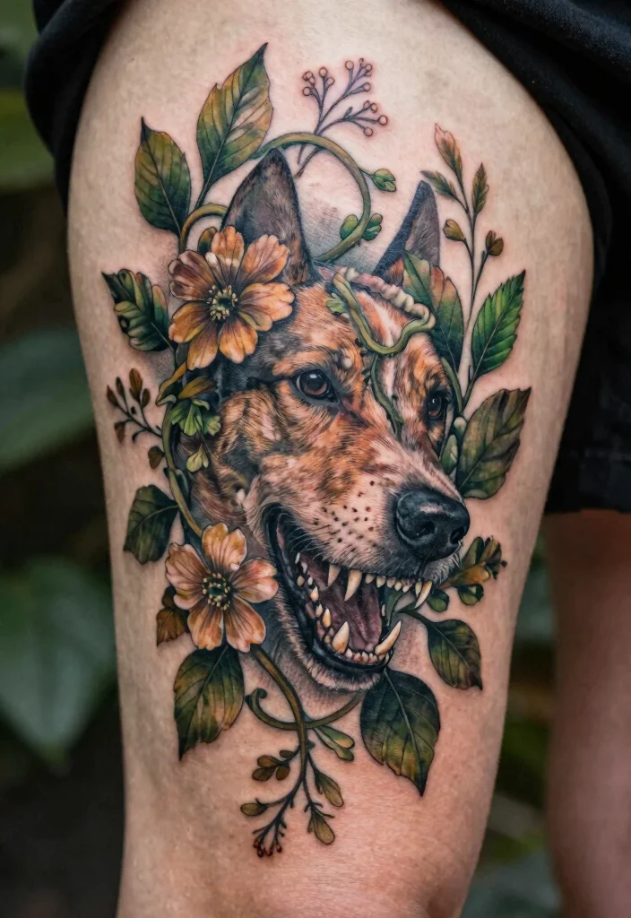 15 Dog Teeth Tattoo Ideas With Wild Symbolism - 4. Nature-Infused Designs 1