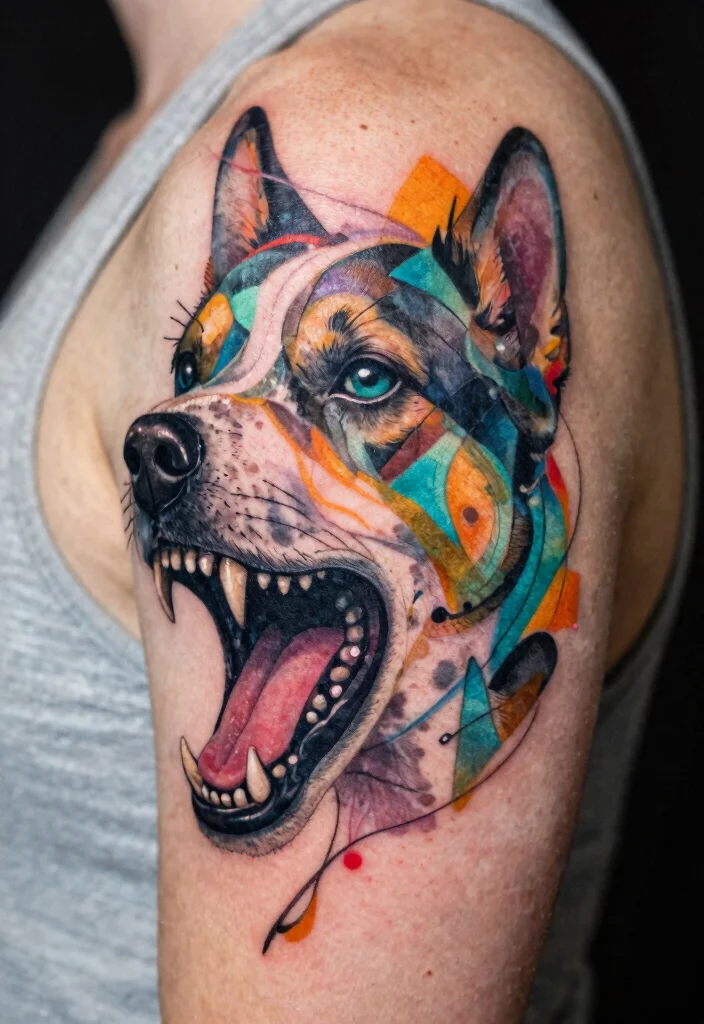 15 Dog Teeth Tattoo Ideas With Wild Symbolism - 6. Abstract Interpretations 1