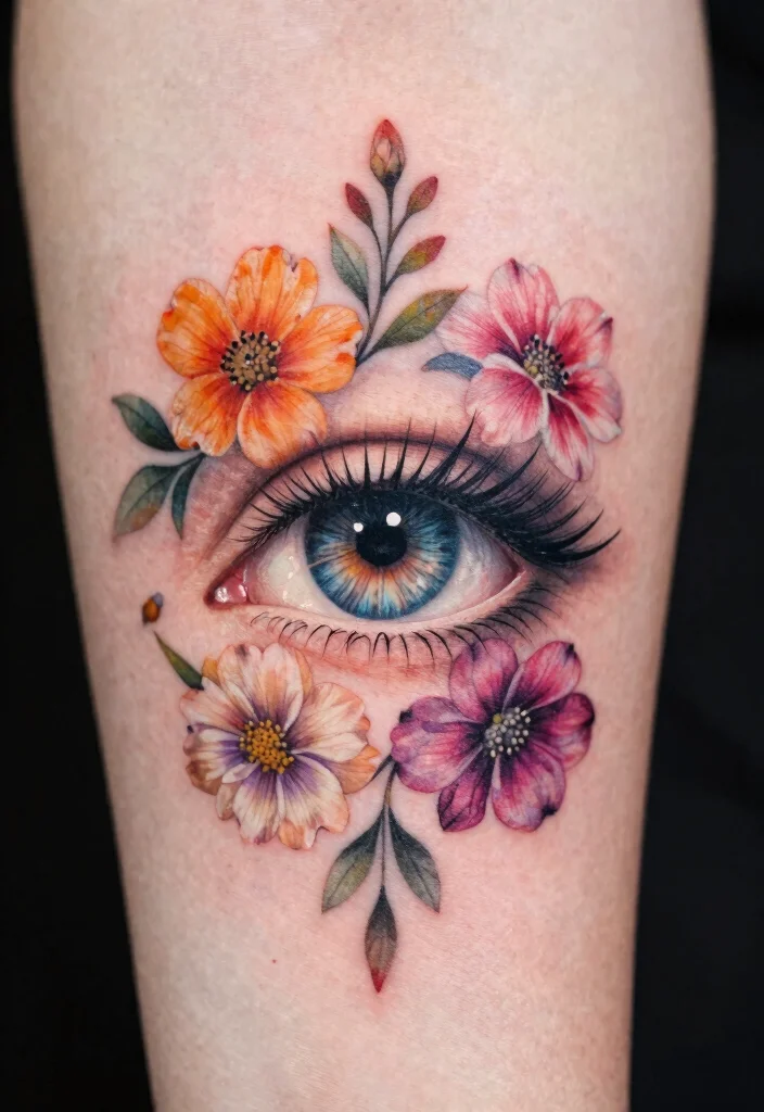 15 Eye Tattoo Stencil 2026 Trending Ideas With Sharp Detail - 5. Eye with Flowers 1