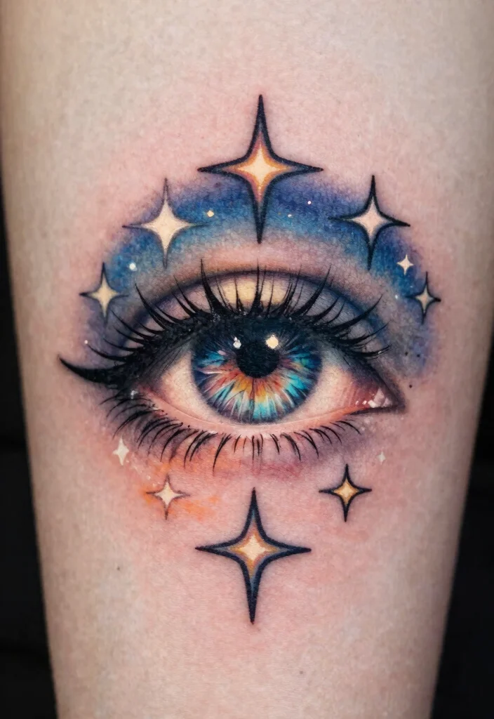 15 Eye Tattoo Stencil 2026 Trending Ideas With Sharp Detail - 7. Eye with Stars 1