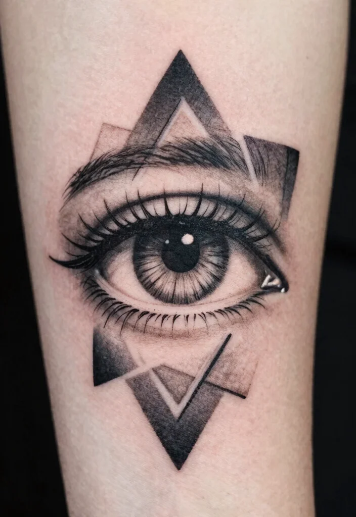 15 Eye Tattoo Stencil 2026 Trending Ideas With Sharp Detail - 8. Eye and Geometric Shapes 1