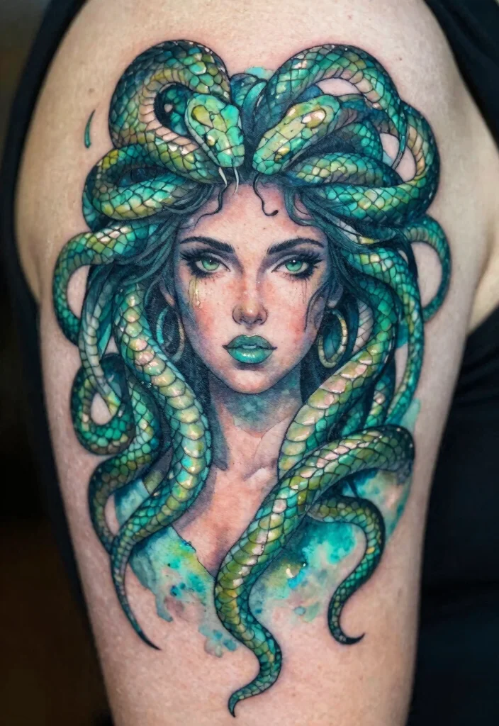 15 Medusa Tattoo 2026 Trending Ideas With Fierce Feminine Energy - 1. Serpent Hair Embrace 1