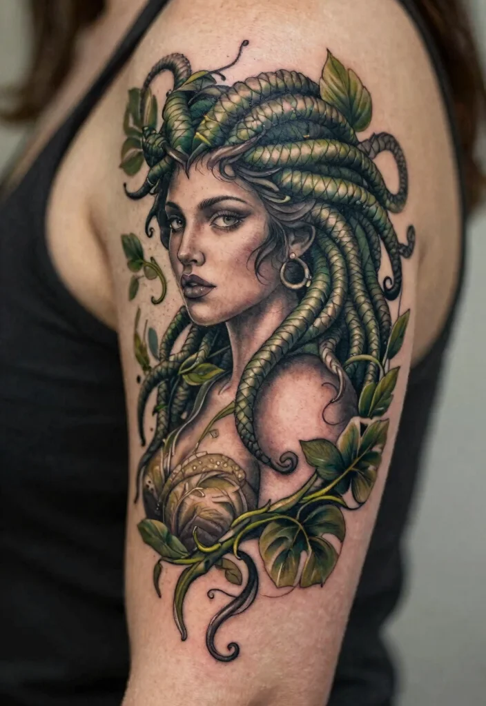 15 Medusa Tattoo 2026 Trending Ideas With Fierce Feminine Energy - 14. Medusa Merging with Nature 1