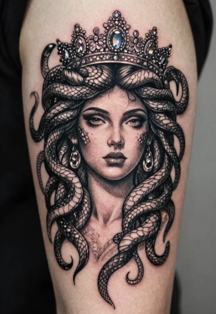 15 Medusa Tattoo 2026 Trending Ideas With Fierce Feminine Energy - 6. Medusa with a Crown 1