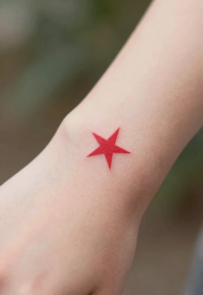 15 Red Star Tattoo Ideas That Stand Out Boldly - 1. Small Red Star Tattoos 1