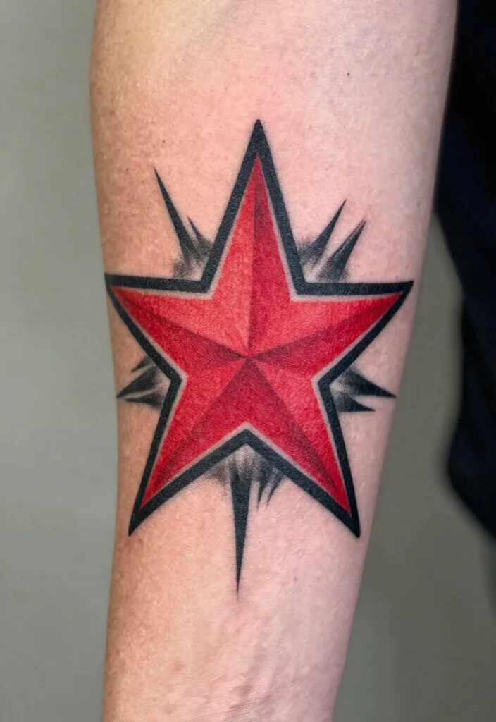 15 Red Star Tattoo Ideas That Stand Out Boldly - 11. Tribal Red Star Tattoos 1