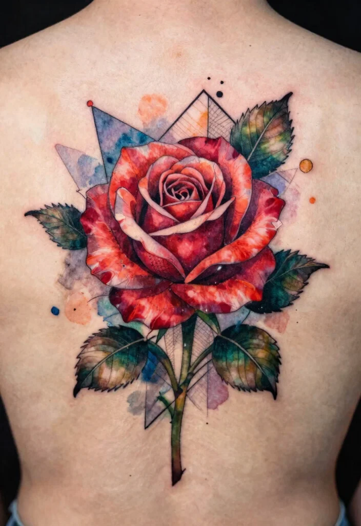 15 Ruby Rose Tattoo Ideas With Elegant Bold Style 65 15 Ruby Rose Tattoo Ideas With Elegant Bold Style - 15. Artistic Fusion 1