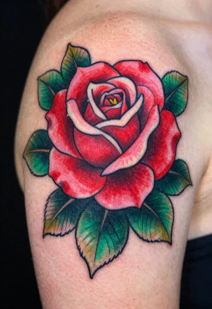 15 Ruby Rose Tattoo Ideas With Elegant Bold Style 26 15 Ruby Rose Tattoo Ideas With Elegant Bold Style - 6. Bold Color Blocking 1