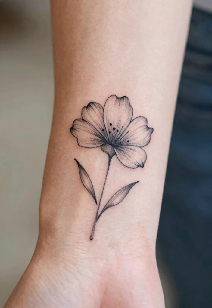 15 Simple Flash Tattoo Ideas With Clean Lines - 1. Single Line Flower 1