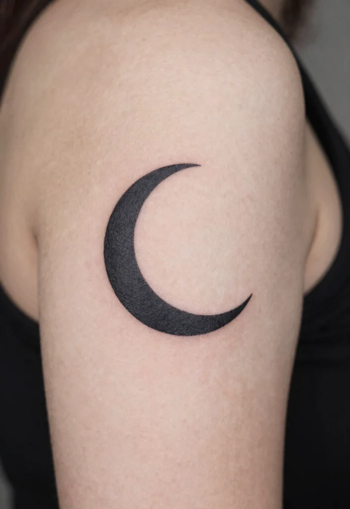 15 Simple Flash Tattoo Ideas With Clean Lines - 10. Minimalist Crescent Moon 1