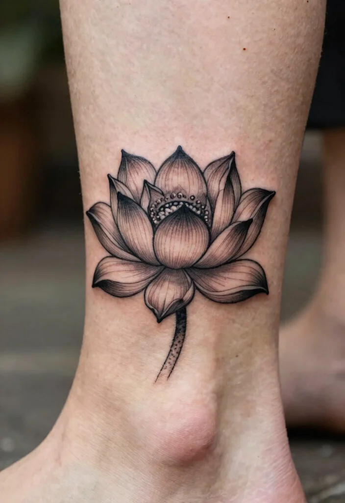 15 Simple Flash Tattoo Ideas With Clean Lines - 11. Lotus Flower 1