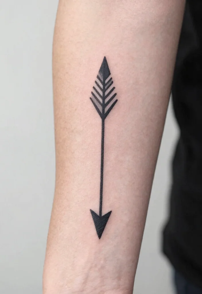 15 Simple Flash Tattoo Ideas With Clean Lines - 13. Minimalist Arrow 1