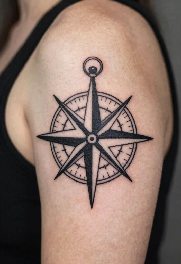 15 Simple Flash Tattoo Ideas With Clean Lines - 15. Minimalist Compass 1
