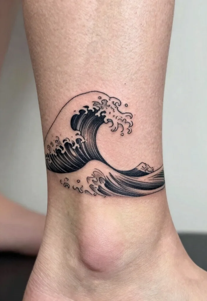 15 Simple Flash Tattoo Ideas With Clean Lines - 3. Minimalist Wave 1