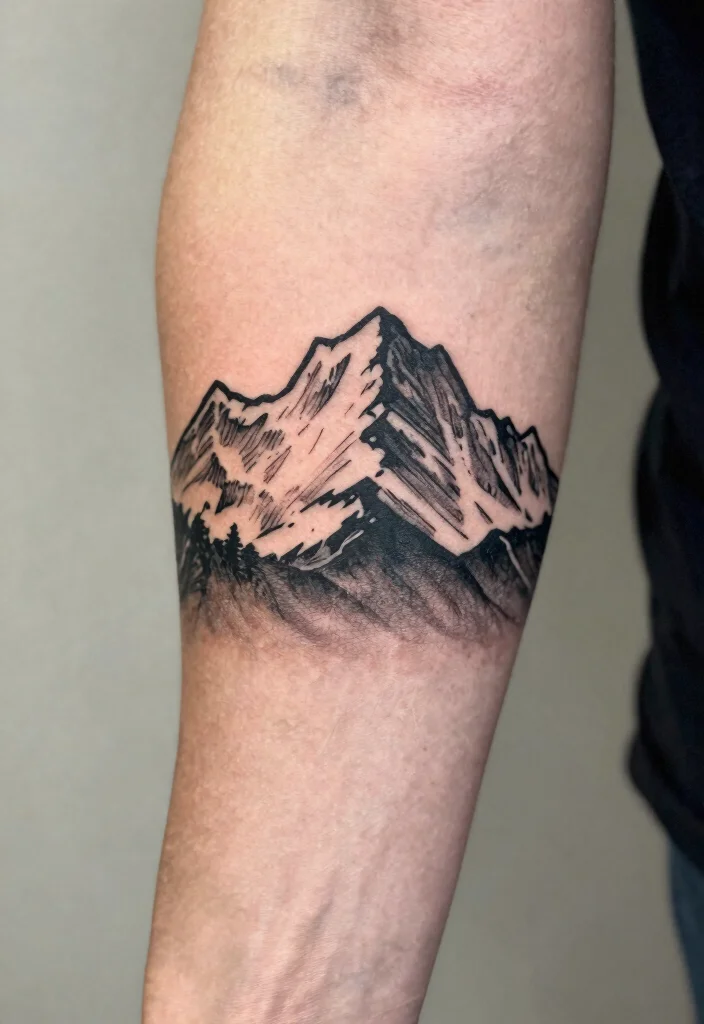 15 Simple Flash Tattoo Ideas With Clean Lines - 6. Mountain Range 1