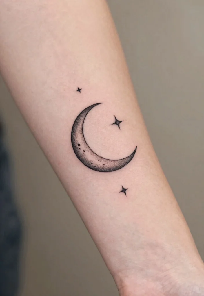 15 Simple Flash Tattoo Ideas With Clean Lines - 7. Celestial Bodies 1