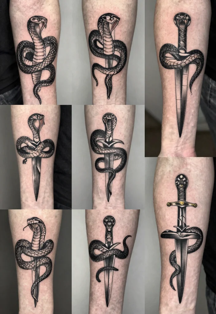 15 Snake and Dagger Tattoo Design Ideas With Bold Edge - 13. Placement Inspiration 1