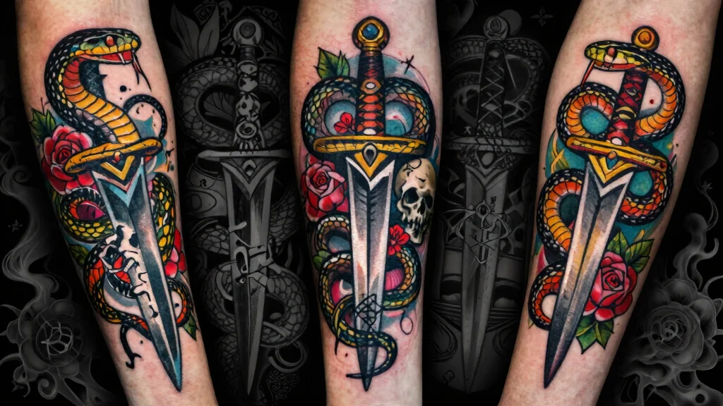15 Snake and Dagger Tattoo Design Ideas With Bold Edge
