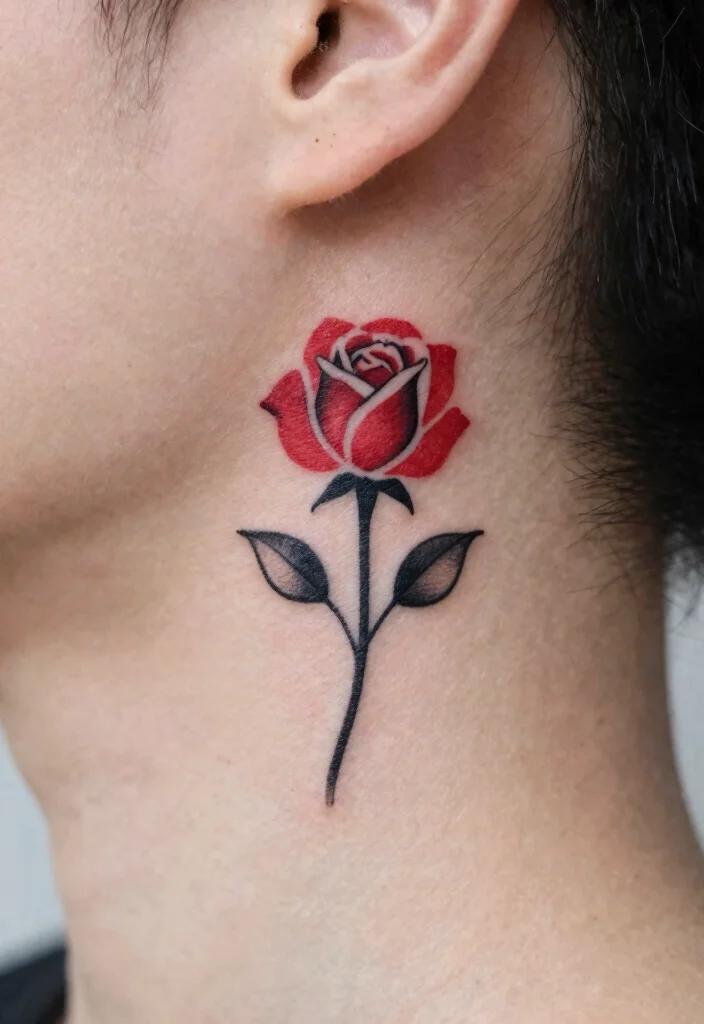 16 Black and Red Rose Tattoo Ideas With Bold Contrast - 6. Minimalist Black and Red Rose 1